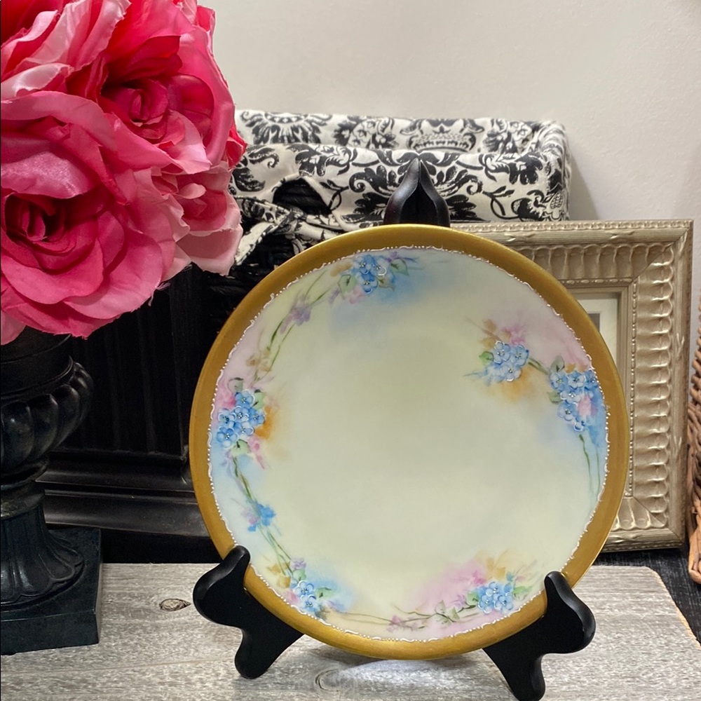 Antique T & V Limoges Hand-Painted Floral Decorative Plate!